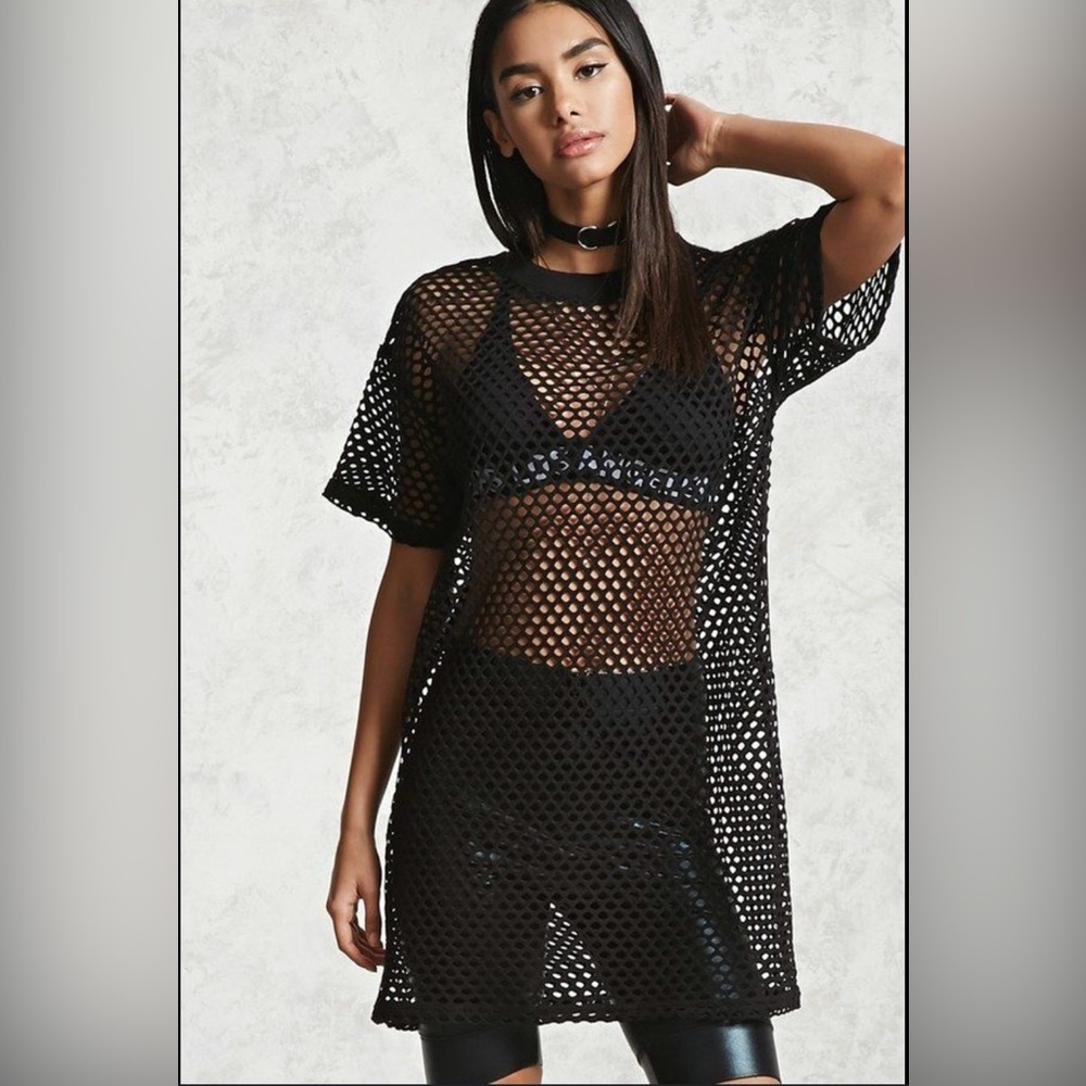 Forever 21 Open Mesh T-shirt Dress